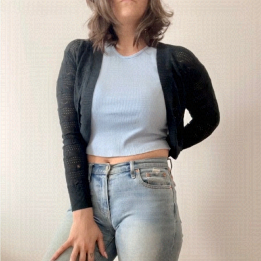 Y2K Knit Woven Black Bolero Shrug